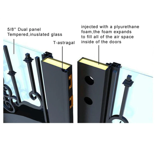 IWD Double Front Iron Wrought Door CID-068 Rustic Style Square Top