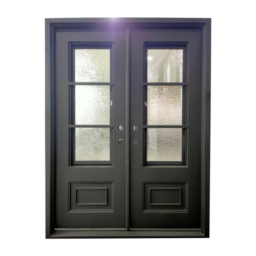 IWD Double Front Iron Wrought Door CID-068 Rustic Style Square Top
