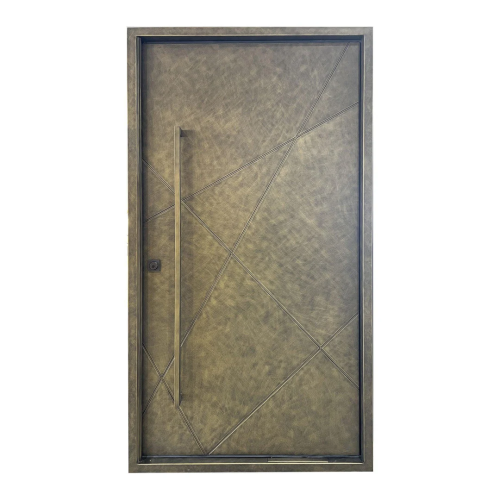 IWD Metal Unique Pivot Door Doorway CID-PV023 Square Top Brushed Brass Finish No Glass