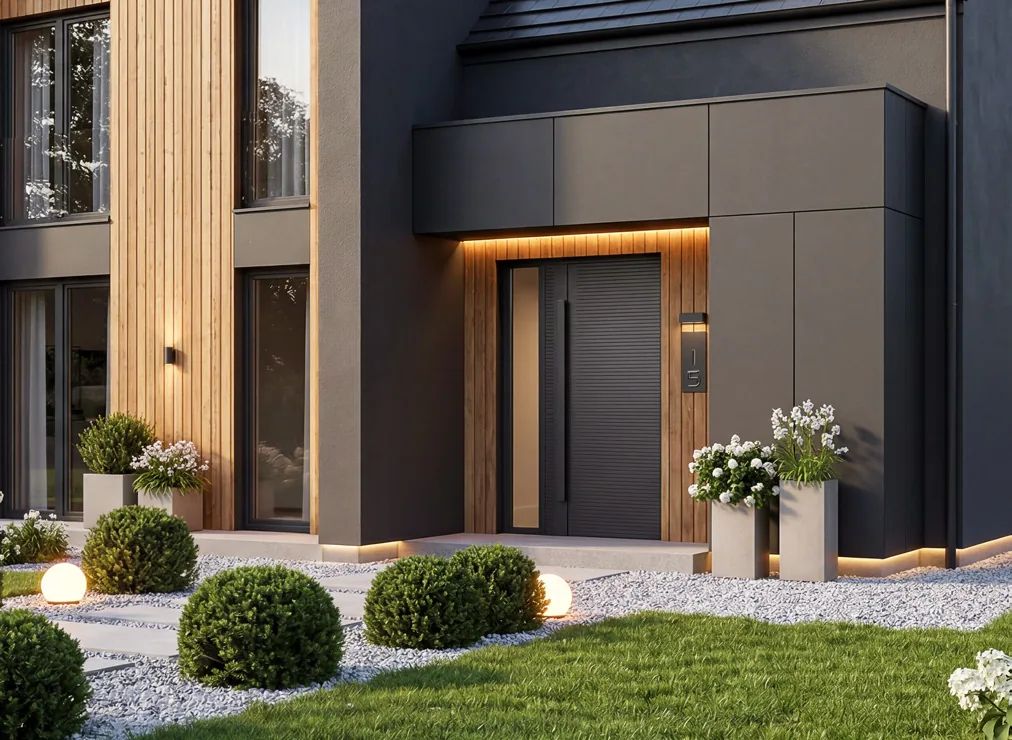 Veyna Vectra pivot door on a modern house